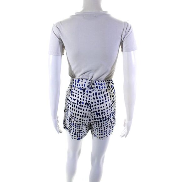 Ellelauri Women's Zip Closure Wrap Front Spotted Dot Skort White Blue Size L - Picture 3 of 6